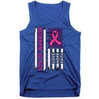 Son Of Warrior Usa Flag Breast Cancer Awareness Pink Graphic Gift Tank Top