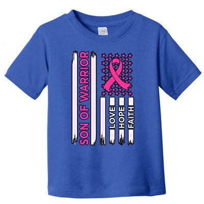 Son Of Warrior Usa Flag Breast Cancer Awareness Pink Graphic Gift Toddler T-Shirt