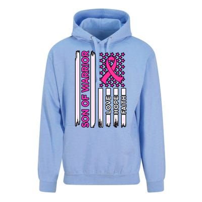 Son Of Warrior Usa Flag Breast Cancer Awareness Pink Graphic Gift Unisex Surf Hoodie