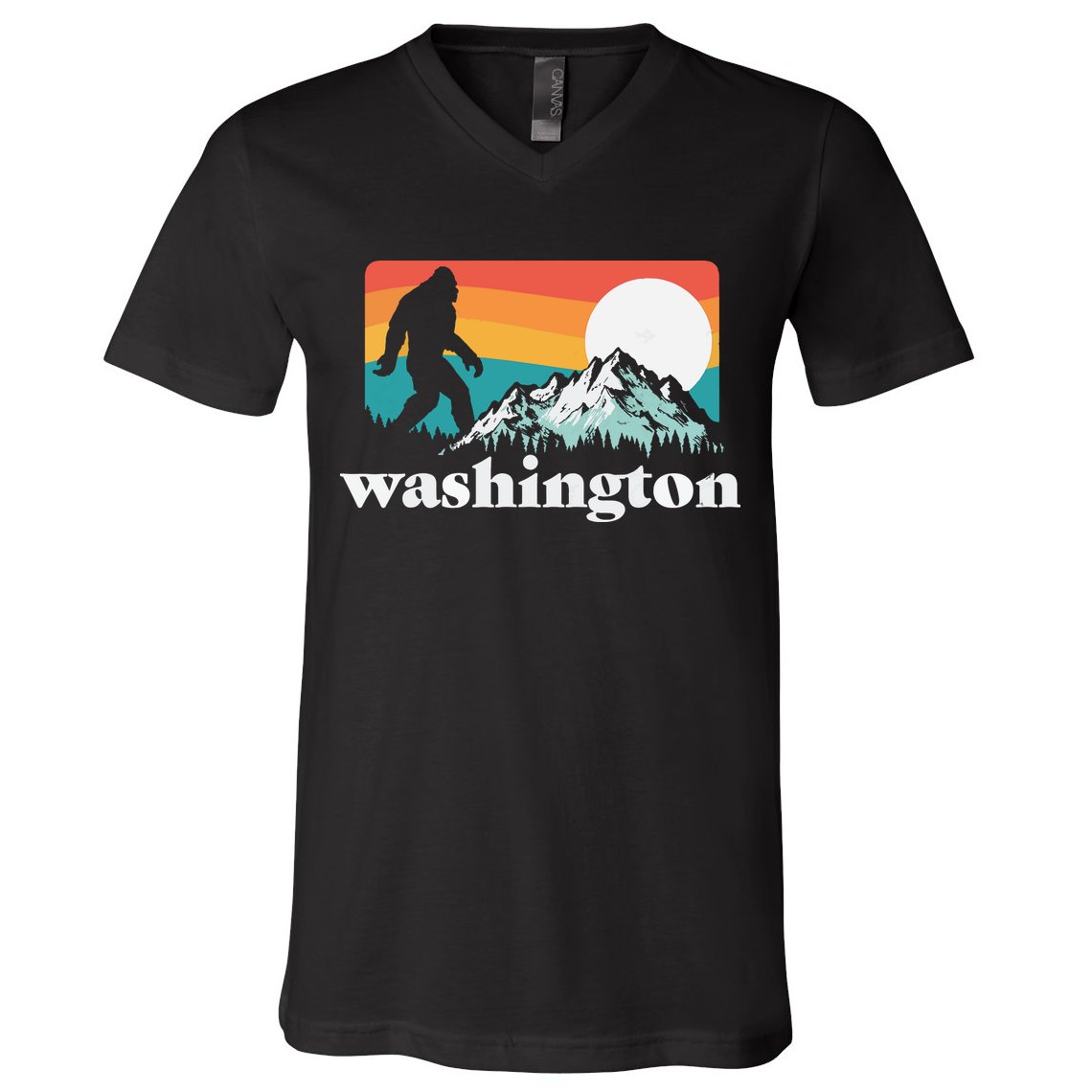 State Of Washington Pacific Northwest Bigfoot Mountain V-Neck T-Shirt