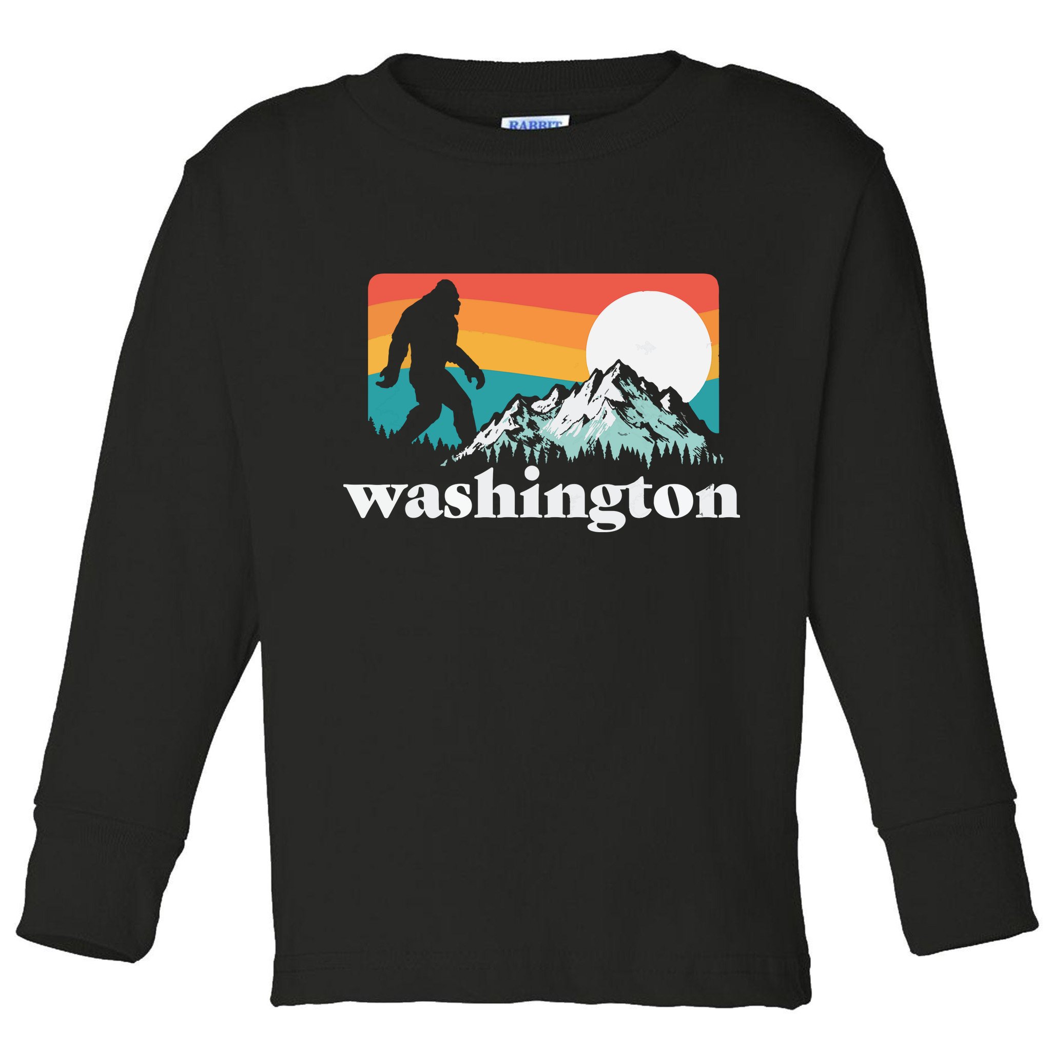 State Of Washington Pacific Northwest Bigfoot Mountain Toddler Long Sleeve Shirt