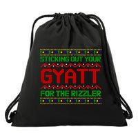 Sticking Out Your Gyatt For The Rizzler Christmas Irony Meme Drawstring Bag