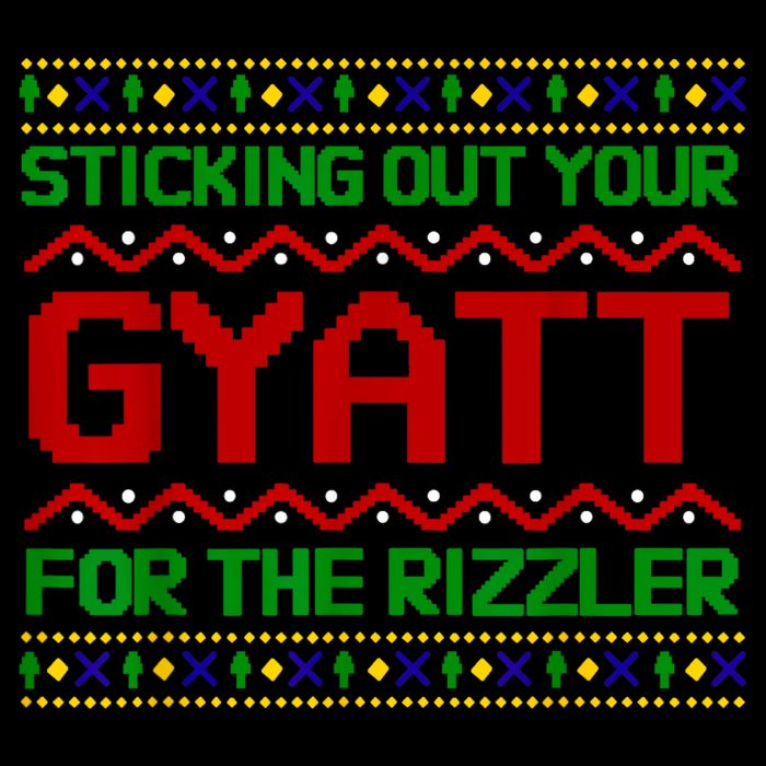 Sticking Out Your Gyatt For The Rizzler Christmas Irony Meme Drawstring Bag