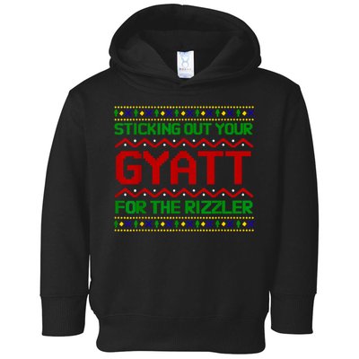 Sticking Out Your Gyatt For The Rizzler Christmas Irony Meme Toddler Hoodie