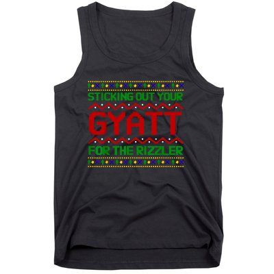 Sticking Out Your Gyatt For The Rizzler Christmas Irony Meme Tank Top