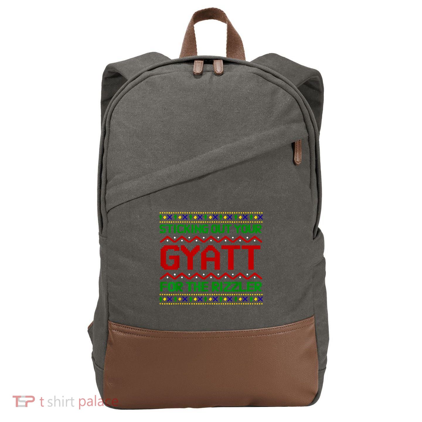 Sticking Out Your Gyatt For The Rizzler Christmas Irony Meme Cotton Canvas Backpack
