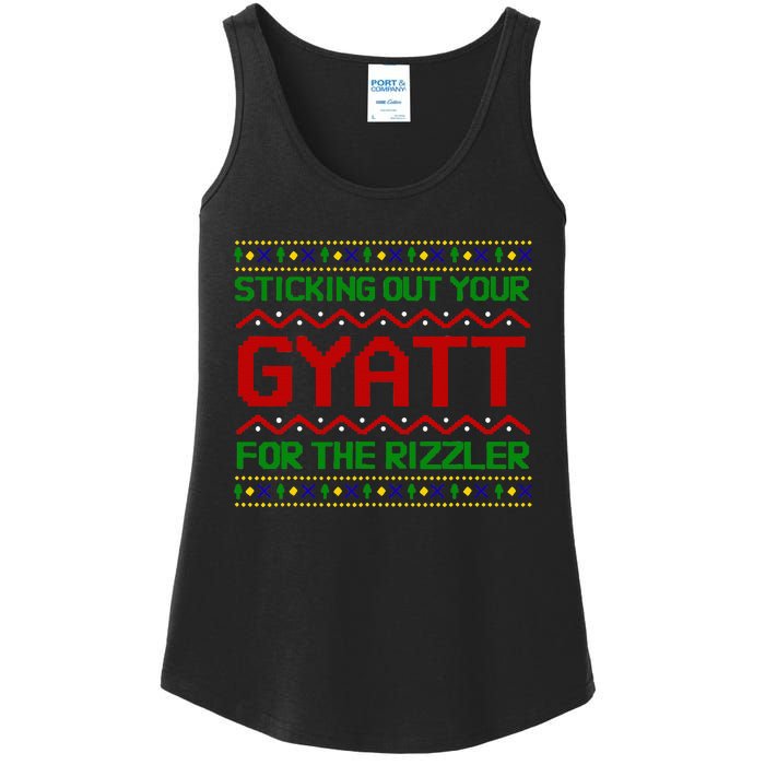 Sticking Out Your Gyatt For The Rizzler Christmas Irony Meme Ladies Essential Tank