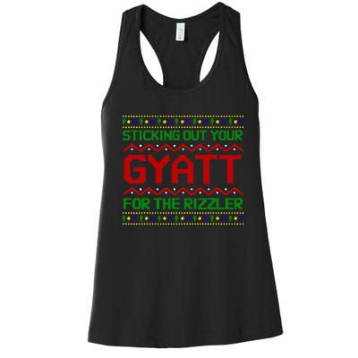 Sticking Out Your Gyatt For The Rizzler Christmas Irony Meme Women's Racerback Tank