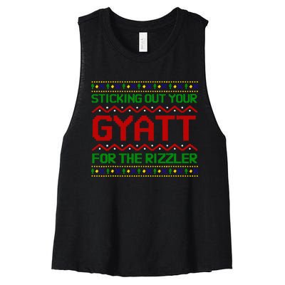 Sticking Out Your Gyatt For The Rizzler Christmas Irony Meme Women's Racerback Cropped Tank