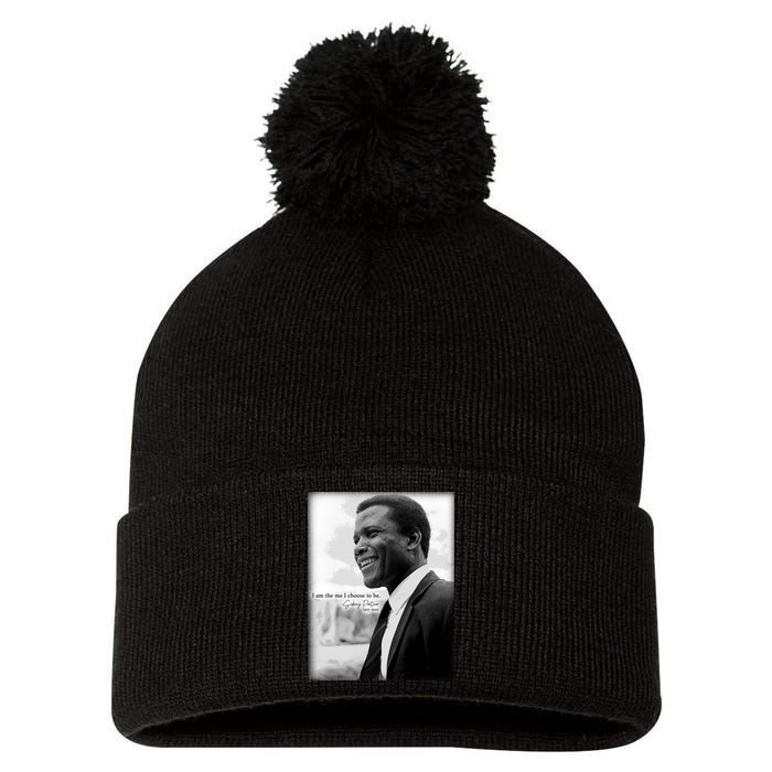 Sidney Poitier 1927 2022 Tribute Quote I Am The Me I Choose To Be Pom Pom 12in Knit Beanie