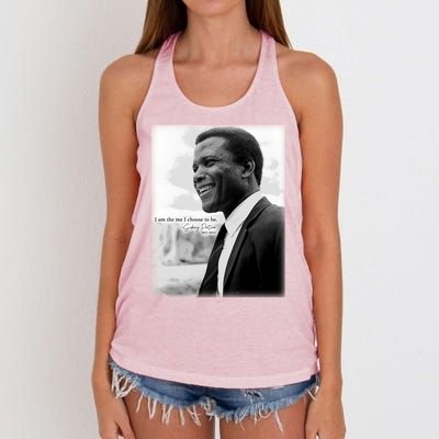 Sidney Poitier 1927 2022 Tribute Quote I Am The Me I Choose To Be Women's Knotted Racerback Tank