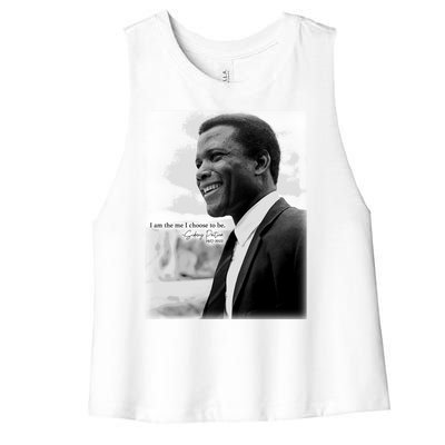 Sidney Poitier 1927 2022 Tribute Quote I Am The Me I Choose To Be Women's Racerback Cropped Tank