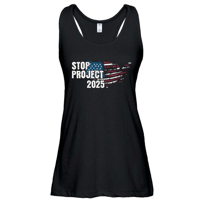 Stop Project 2025 Anti Trump American Flag Ladies Essential Flowy Tank