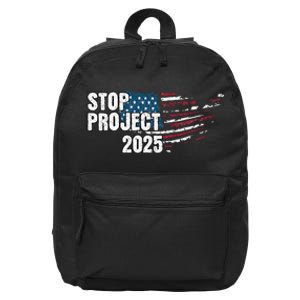 Stop Project 2025 Anti Trump American Flag 16 in Basic Backpack