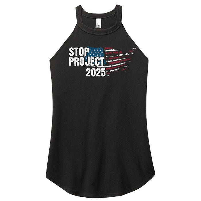 Stop Project 2025 Anti Trump American Flag Women's Perfect Tri Rocker Tank