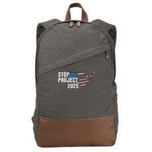 Stop Project 2025 Anti Trump American Flag Cotton Canvas Backpack