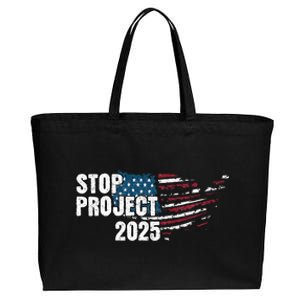 Stop Project 2025 Anti Trump American Flag Cotton Canvas Jumbo Tote