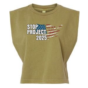 Stop Project 2025 Anti Trump American Flag Garment-Dyed Women's Muscle Tee