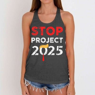Stop Project 2025 TrumpS Project Anti Trump Women's Knotted Racerback Tank