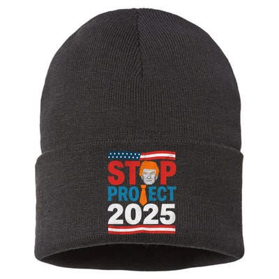 Stop Project 2025 Flag Usa Sustainable Knit Beanie