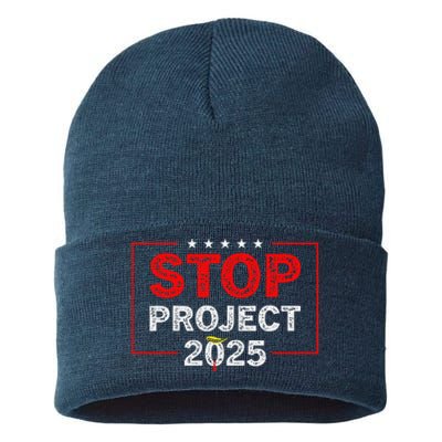 Stop Project 2025 Anti Trump Sustainable Knit Beanie