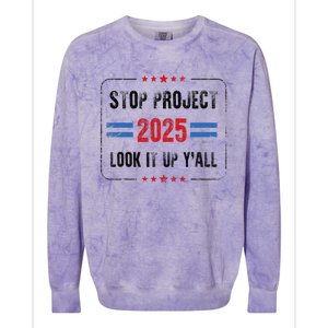 Stop Project 2025 Pro Democracy Anti Trump Election 2024 Colorblast Crewneck Sweatshirt