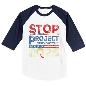 Stop Project 2025 Look It Up Y’All Baseball Sleeve Shirt