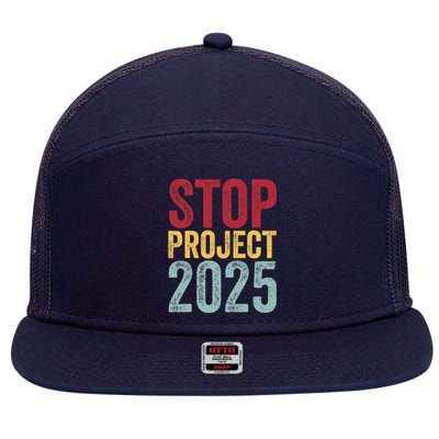 Stop Project 2025 7 Panel Mesh Trucker Snapback Hat