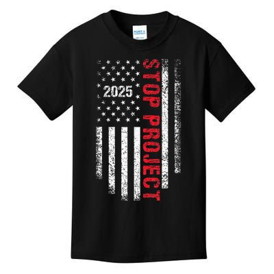 Stop Project 2025 Flag Usa Election 2024 American Flag Cool Kids T-Shirt