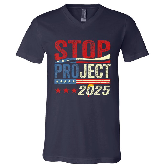 Stop Project 2025 Flag Usa V-Neck T-Shirt