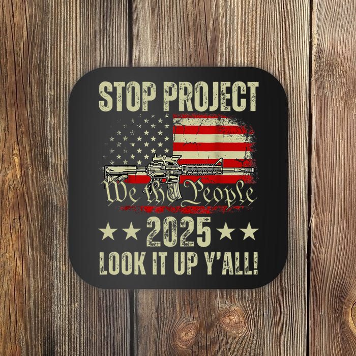 Stop Project 2025 Look It Up Y’All Vintage American Flag Coaster