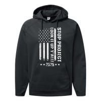 Stop Project 2025 Look It Up Y’All Vintage American Flag Performance Fleece Hoodie