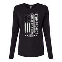 Stop Project 2025 Look It Up Y’All Vintage American Flag Womens Cotton Relaxed Long Sleeve T-Shirt