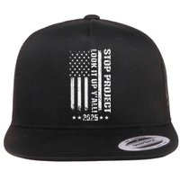 Stop Project 2025 Look It Up Y’All Vintage American Flag Flat Bill Trucker Hat