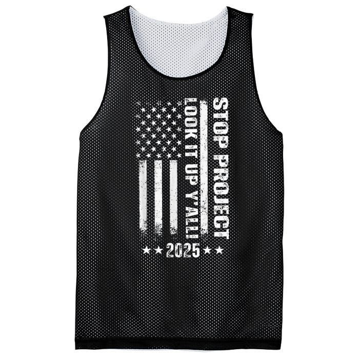 Stop Project 2025 Look It Up Y’All Vintage American Flag Mesh Reversible Basketball Jersey Tank