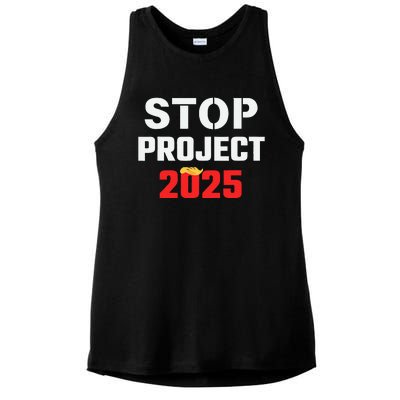 Stop Project 2025 Anti Project 2025 Vote Democrat Harris Ladies PosiCharge Tri-Blend Wicking Tank