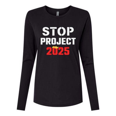 Stop Project 2025 Anti Project 2025 Vote Democrat Harris Womens Cotton Relaxed Long Sleeve T-Shirt