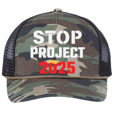 Stop Project 2025 Anti Project 2025 Vote Democrat Harris Retro Rope Trucker Hat Cap