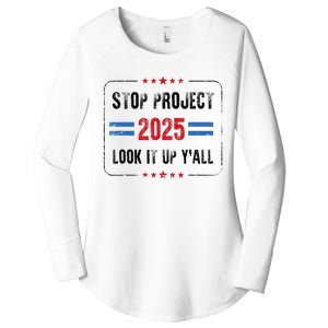 Stop Project 2025 Pro Democracy Anti Trump Election 2024 Women's Perfect Tri Tunic Long Sleeve Shirt