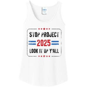 Stop Project 2025 Pro Democracy Anti Trump Election 2024 Ladies Essential Tank