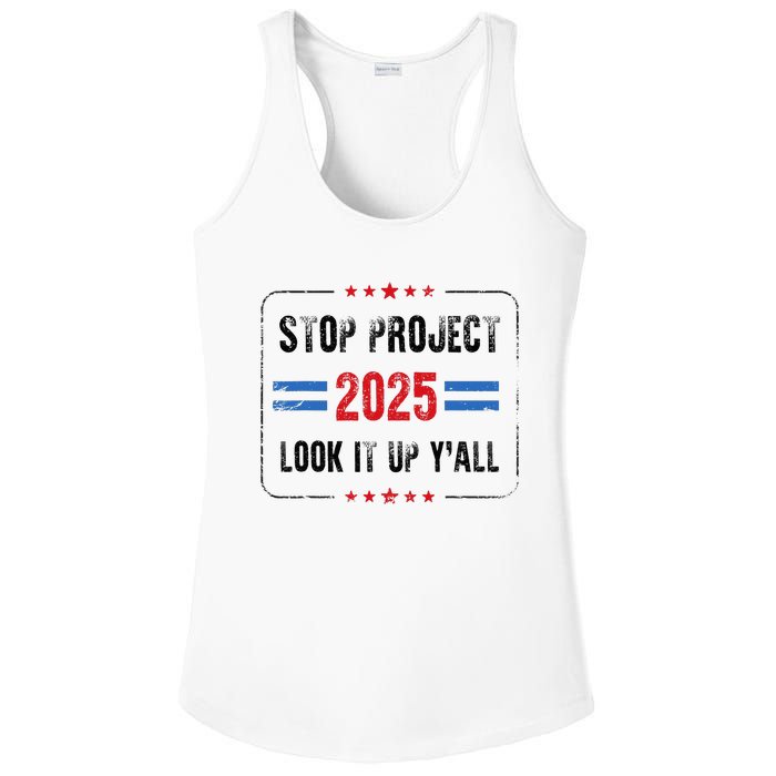 Stop Project 2025 Pro Democracy Anti Trump Election 2024 Ladies PosiCharge Competitor Racerback Tank