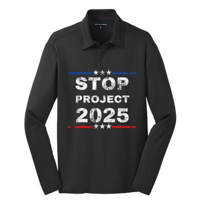 Stop Project 2025 TrumpS Project Anti Trump Funny Silk Touch Performance Long Sleeve Polo