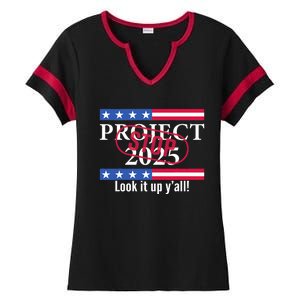 Stop Project 2025 Look It Up Y’All Anti Trump Ladies Halftime Notch Neck Tee