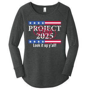 Stop Project 2025 Look It Up Y’All Anti Trump Women's Perfect Tri Tunic Long Sleeve Shirt