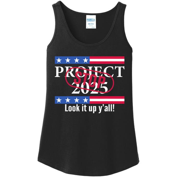 Stop Project 2025 Look It Up Y’All Anti Trump Ladies Essential Tank