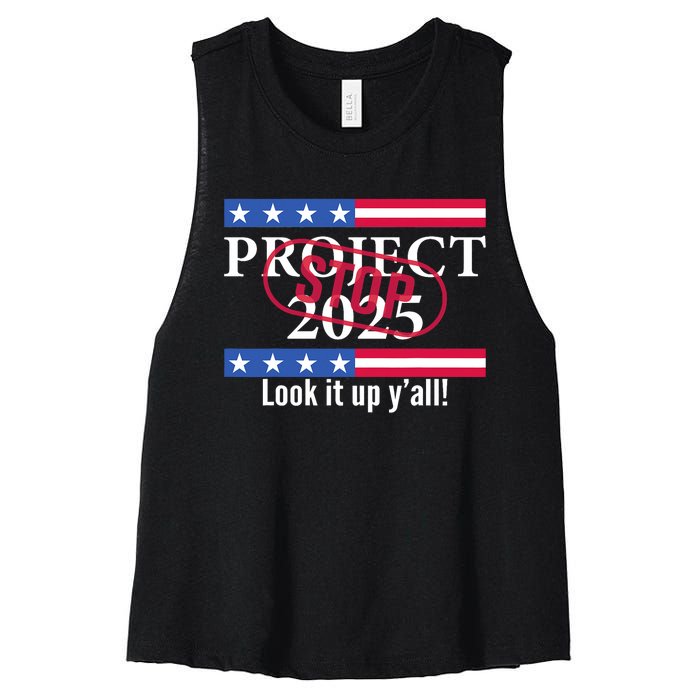 Stop Project 2025 Look It Up Y’All Anti Trump Women's Racerback Cropped Tank