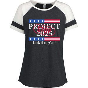 Stop Project 2025 Look It Up Y’All Anti Trump Enza Ladies Jersey Colorblock Tee