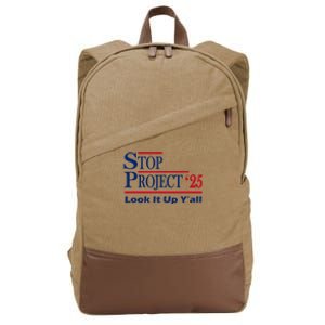 Stop Project 2025 Look It Up Y’All Funny Cotton Canvas Backpack