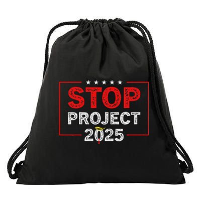 Stop Project 2025 Usa Flag Election 2024 Design Drawstring Bag