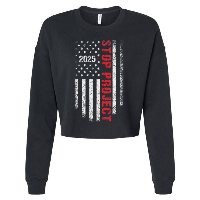 Stop Project 2025 Look It Up Bold Design Cropped Pullover Crew